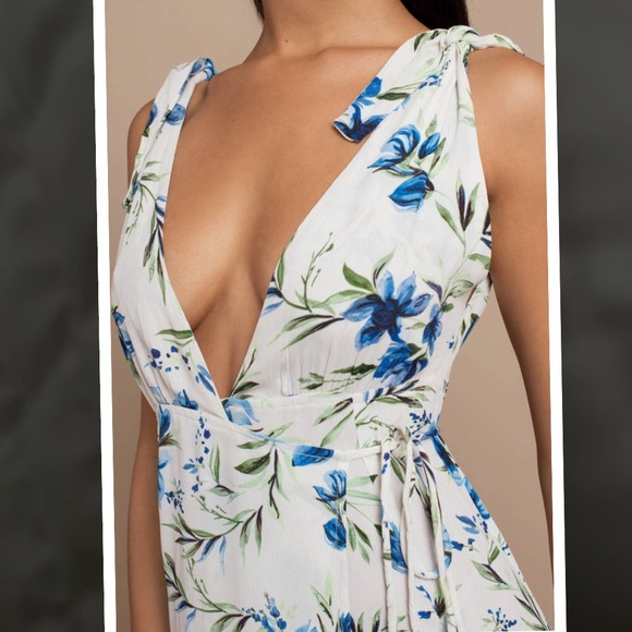 BEACH RIOT BRIDESMAID BLUE FLORAL MAXI DRESS - Picture 3 of 4